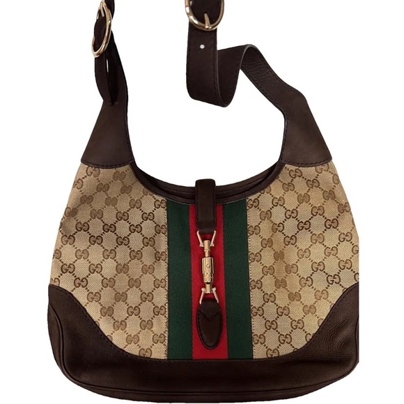 💎 ✨BEAUTIFUL ✨💎 Brown GG Canvas and Nubuck Leather Jackie Web Hobo crossbody - Picture 5 of 13